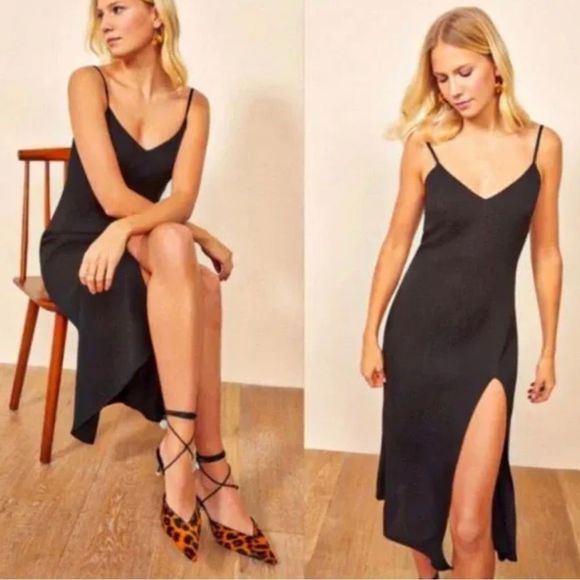 Reformation Crimini Black Slip Midi Dress - Picture 4 of 15